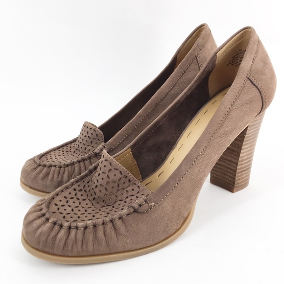 NINE WEST Taupe Narvik Leather Loafer Pump Size 10 - Picture 2 of 6